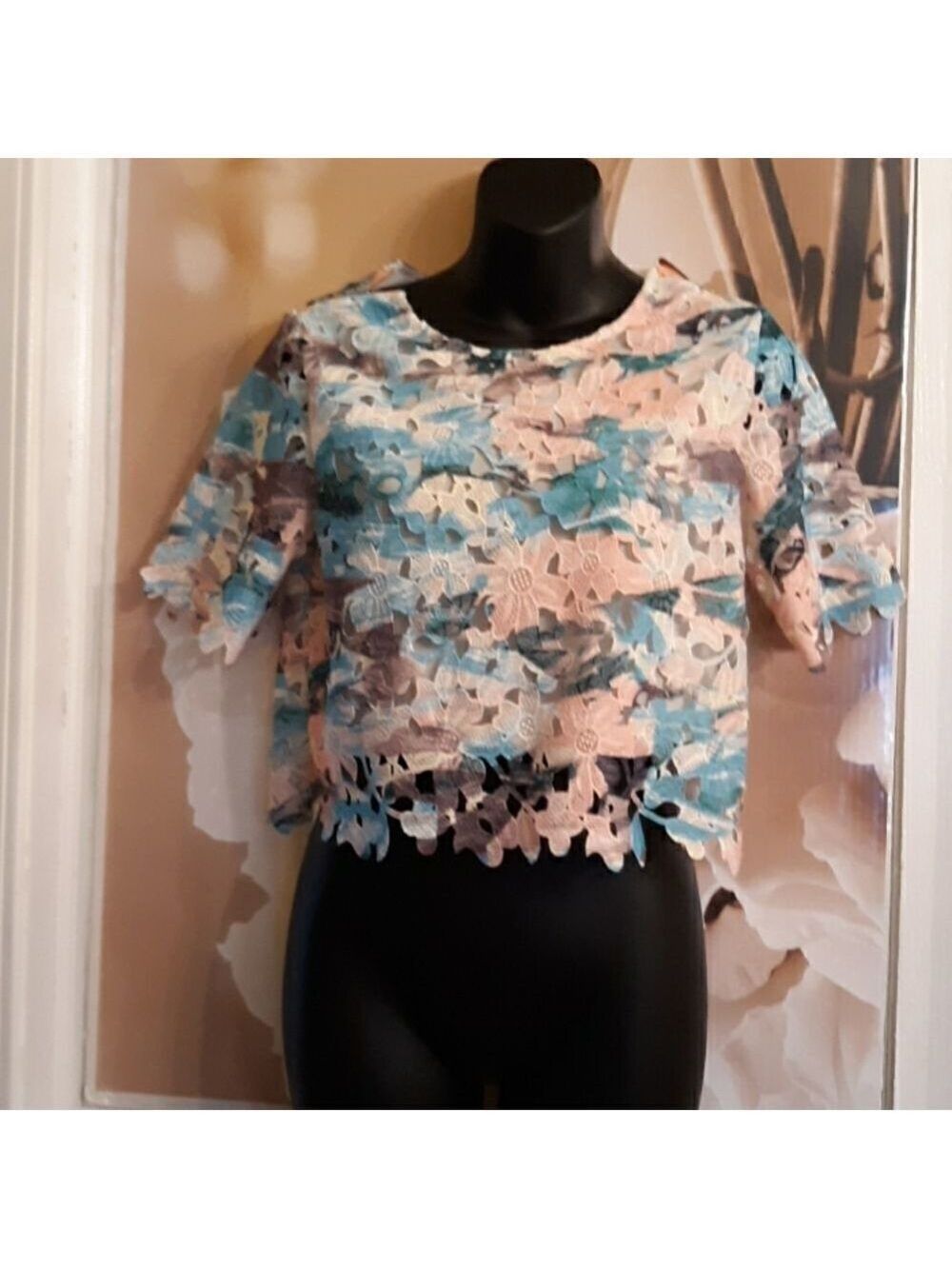 Unique D Addison  lace blouse sz S